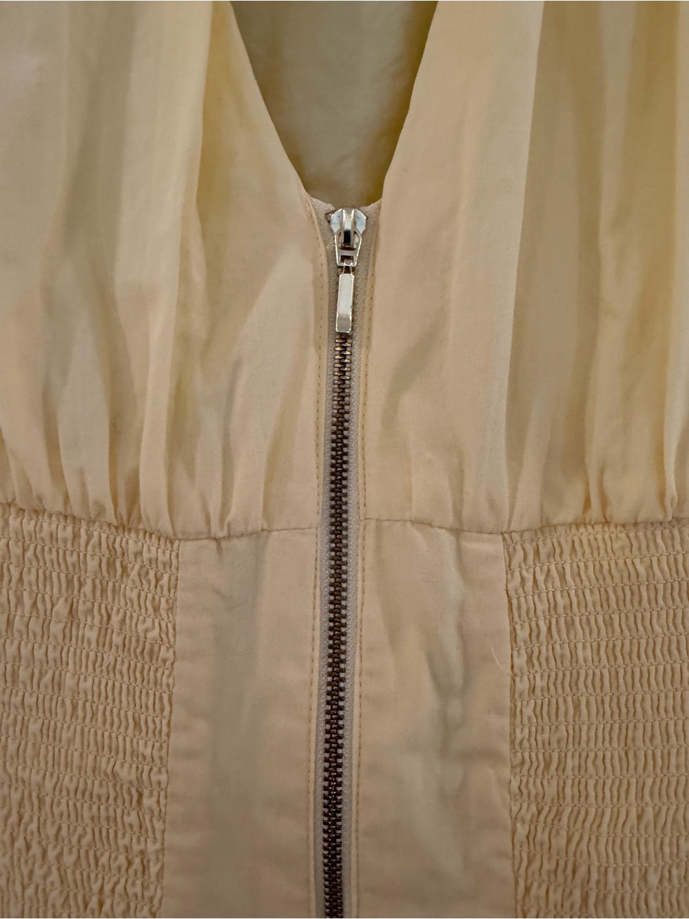 Anthropologie Pale Yellow Sleeveless Zip-Front Mini Dress - Picture 3 of 5